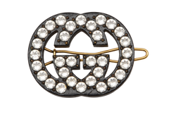 Gucci GG Crystal Hair Clip, Brass, Black, MII, 3*